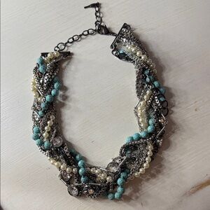 Chloe + Isabel Silver and Turquoise Pearl Necklace
